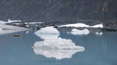 Valdez Buzul Gölü 'ndeki büyük buzdağları