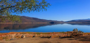 Panoramic view of Scenic Topaz lake landscape in California Sierra mountains. clipart