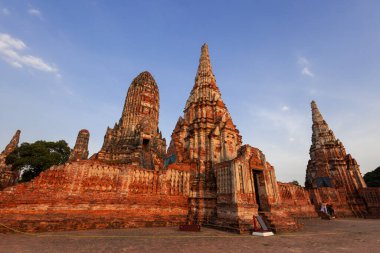 Wat Maha 'nın tarihi kalıntıları Dünyaca ünlü Ayutthaya, Tayland tapınağı.