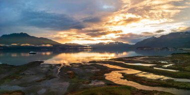 Panoramic view of scenic Port Valdez in sunset. clipart