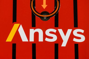 Detroit, Michigan, ABD - 16 Ocak 2025: Formula 1 yarış otomobili üzerinde Ansys Inc. imzası, Pensilvanya merkezli bir mühendislik yazılım ve simülasyon ürünü geliştiricisidir..