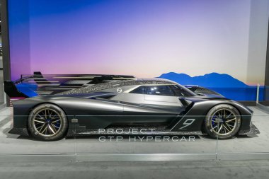 Detroit, Michigan, ABD - 16 Ocak 2025: The Cadillac Project GTP Hypercar Detroit 'teki Huntington Place' de Detroit Auto Show 'da sergileniyor