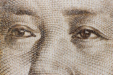 Çin Komünist Partisi başkanı Mao Zedongs 'un Çin' deki 20 Yuan banknotuna yaptığı aşırı kayıp.