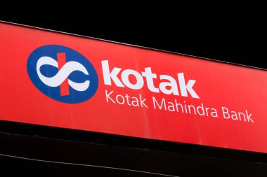 Vijayawada, Andhra Pradesh, INDIA - 08 Temmuz 2025: Kotak Mahindra Bank, Hindistan 'ın Mumbai merkezli özel sektör bankası. Vijayawada, Hindistan.