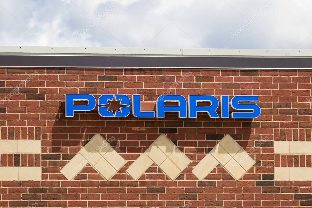 NOVI, MI, USA - May 25, 2025: Polaris company exterior sign, Polaris is an US manufacturer of Snowmobiles, ATVs, motor cycles, power sport equipment.