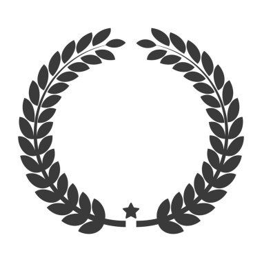 Laurel çelenk ikonu. Defne dallarının amblemi beyaz arka planda izole edilmiş. Vektör illüstrasyonu