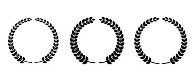 Defne çelengi simgesini ayarla. Defne dallarının amblemi beyaz arka planda izole edilmiş. Vektör illüstrasyonu