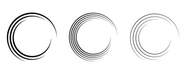 Hız çizgileri çerçevesini daire şeklinde ayarla. Beyaz arka planda siyah, kalın hız çizgileri. Vektör illüstrasyonu