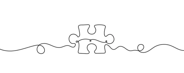 Dessin Puzzle Continu Une Ligne Puzzle Illustration Vectorielle — Image vectorielle