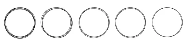 Runde Graue Rahmen Set Aus Silbernen Runden Rahmen Auf Weißem — Stockvektor