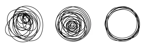 Ensemble Pinceaux Ronds Faits Main Isolés Sur Fond Blanc Illustration — Image vectorielle