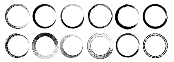 Cercles Grunge Prêts Des Formes Rondes Cadre Peint Main Illustration — Image vectorielle