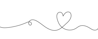 Çizgi sanatı sürekli kalp ikonu beyaz arkaplanda izole edildi. Aşk ana hatları sembolü. Vektör illüstrasyonu