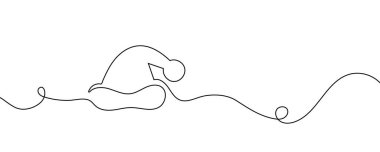 Noel şapkası bir çizgi çiziyor. Vektör illüstrasyonu