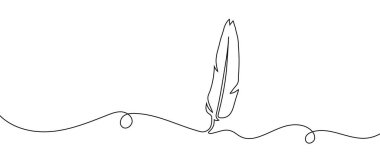 Tek çizgi kuş tüyü. Devamlı çizgi. Vektör illüstrasyonu