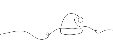 Noel şapkası bir çizgi çiziyor. Vektör illüstrasyonu