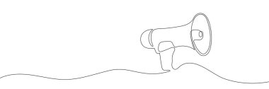 Beyaz arkaplanda bir satırda megafon çizildi