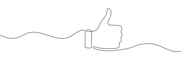 Continuous One Line Drawing Hand Showing Thumb Vector Illustration — Vetor de Stock