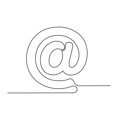 Continuous mail rendering. One line email icon. Vector illustration