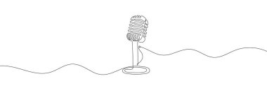 Mikrofon beyaz arkaplanda tek bir çizgi halinde çizilir.