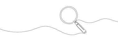 One continuous line of magnifying glass. Continuous line drawing of a magnifying glass. Vector illustration clipart