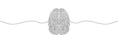 Human brain, continuous line drawing concept isolated background on white. Vector illustration