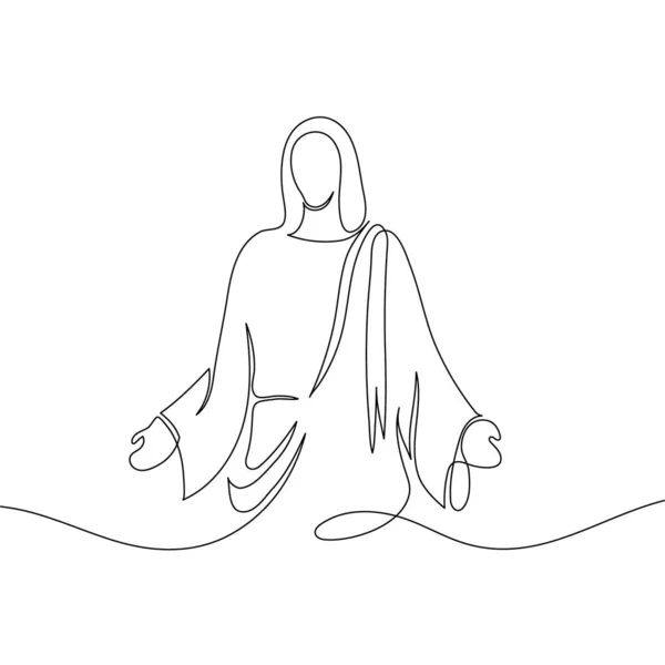 Una Linea Continua Che Disegna Mano Minima Gesù Cristo Illustrazione — Vettoriale Stock