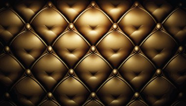 Luxurious leather pattern in golden color with diagonal waves of golden beads. Mattress for the bed in the bedroom, generative ai. Vector illustration