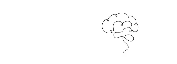 Jedna Linia Projekt Mózgu Sylwetka Logo Design Ręcznie Rysowany Minimalizm — Wektor stockowy