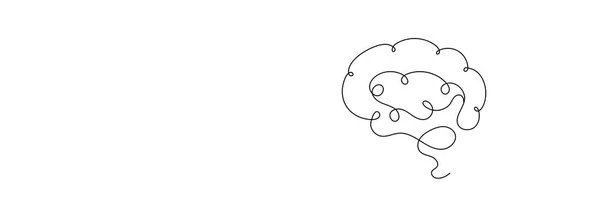 Jedna Linie Mozkové Siluety Logo Design Ručně Kreslený Minimalistický Styl — Stockový vektor