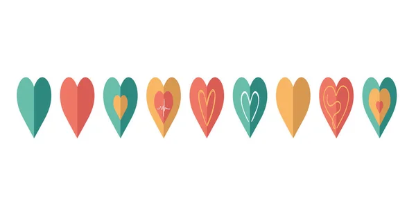 Coleção Coração Cor Ícones Conjunto Símbolos Amor Ilustração Vetorial — Vetor de Stock