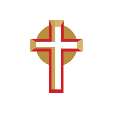 Beyaz arka planda dini haç. Hıristiyanlık logosu. - Evet. Vektör illüstrasyonu