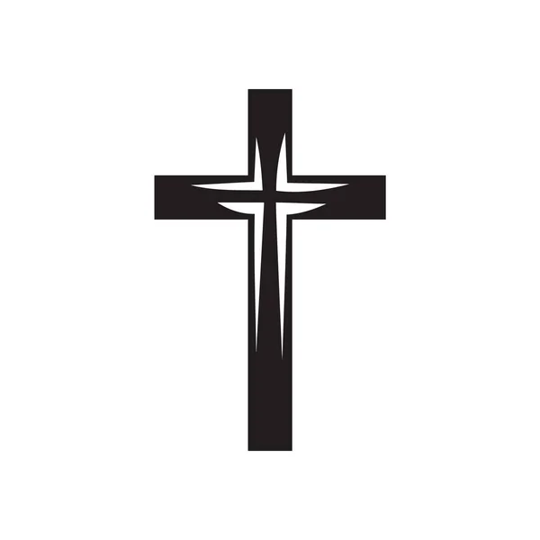 Croix Religieuse Noire Sur Fond Blanc Illustration Vectorielle — Image vectorielle