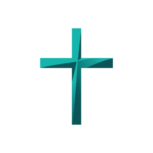 Cruz Azul Religiosa Sobre Fondo Blanco Logo Cristianismo Ilustración Vectorial — Vector de stock