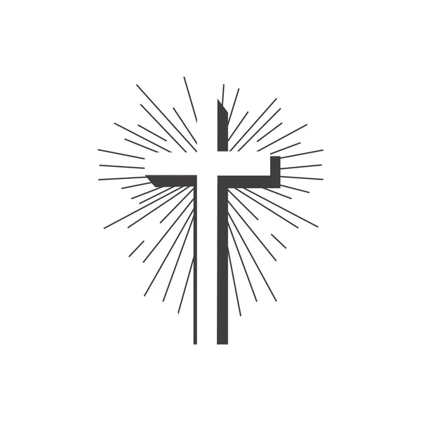 Θρησκευτικός Σταυρός Μαύρος Λευκό Φόντο Εικονογράφηση Διανύσματος — Διανυσματικό Αρχείο
