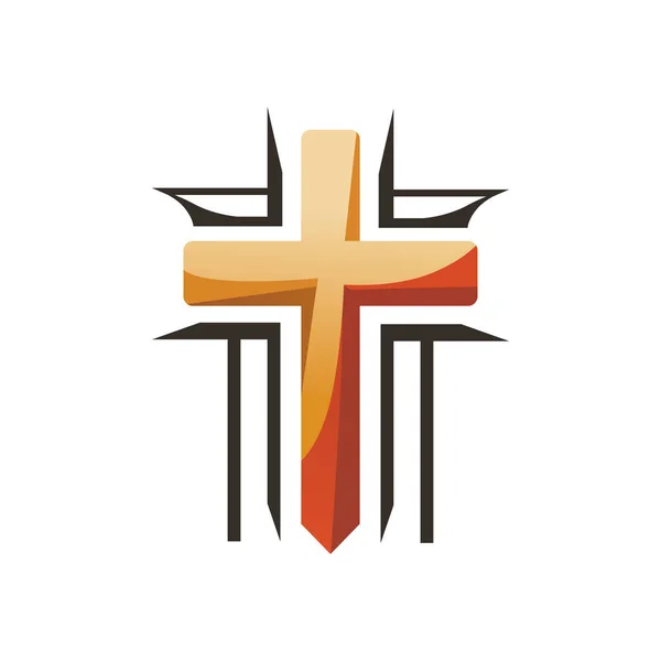 Croix Religieuse Sur Fond Blanc Logo Chrétien Illustration Vectorielle — Image vectorielle