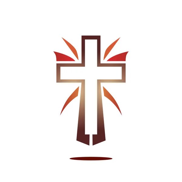 Croce Religiosa Sfondo Bianco Logo Cristianesimo Illustrazione Vettoriale — Vettoriale Stock