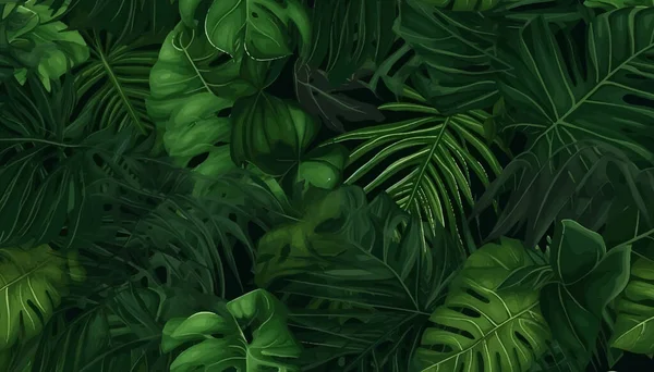 Fondo Tropical Con Plantas Selva Fondo Tropical Ilustración Vectorial — Archivo Imágenes Vectoriales