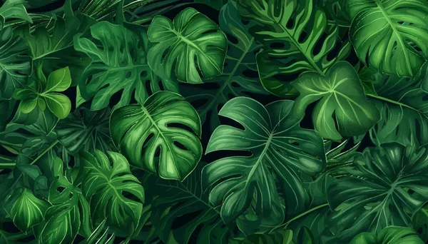 Fond Tropical Avec Des Plantes Jungle Fond Tropical Illustration Vectorielle — Image vectorielle