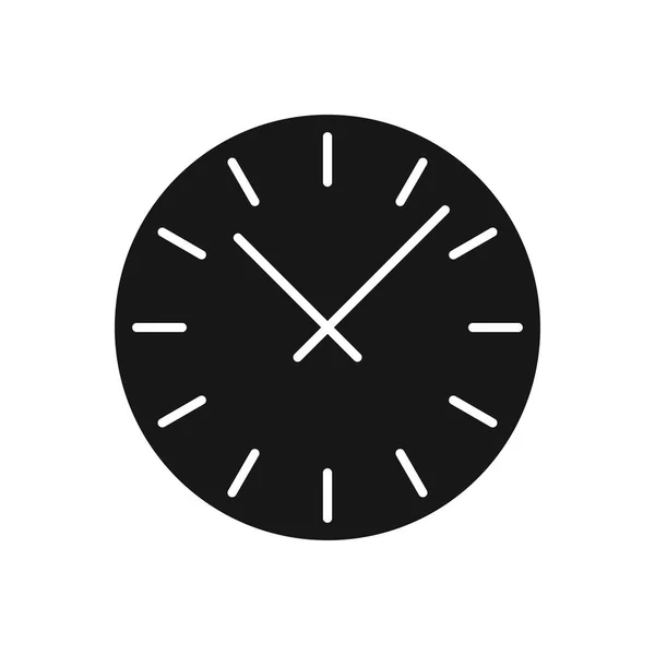 Flaches Schwarzes Uhr Symbol Auf Weißem Hintergrund Vektorillustration — Stockvektor