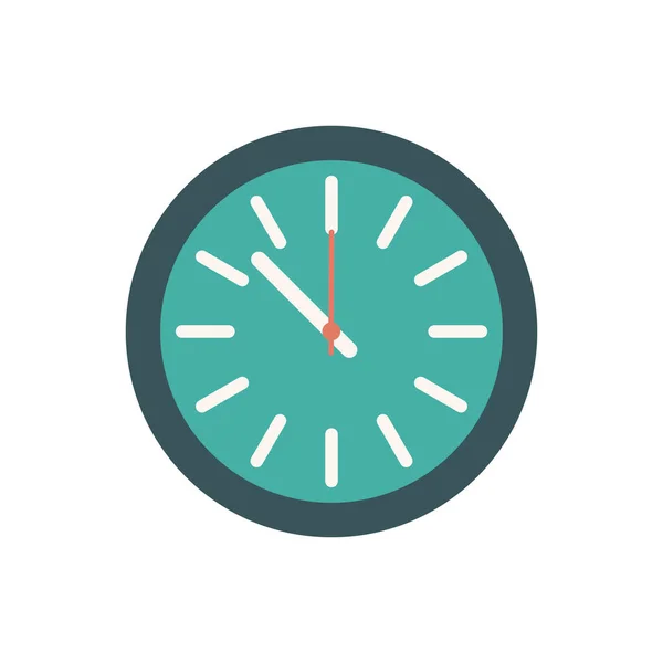 Flat Turquoise Clock Icon White Background Vector Illustration — Stock Vector