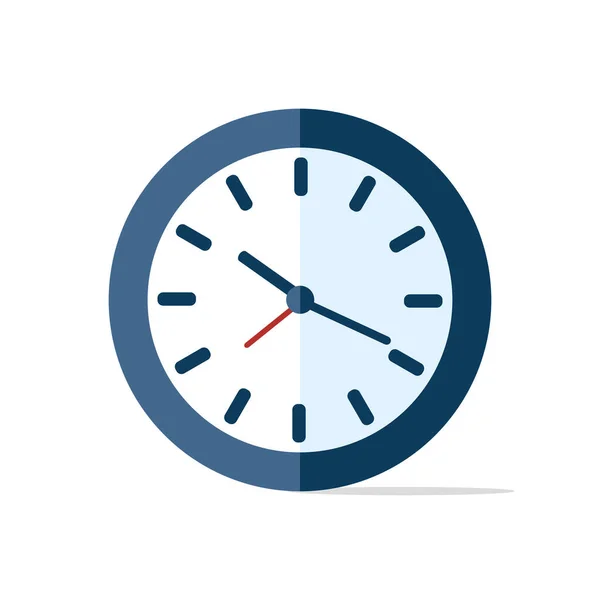 Icono Plano Reloj Azul Sobre Fondo Blanco Ilustración Vectorial — Archivo Imágenes Vectoriales
