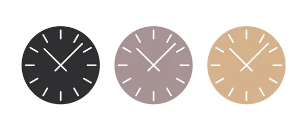 Longue Icône Plate Horloge Ombre Isolée Sur Fond Blanc Illustration — Image vectorielle