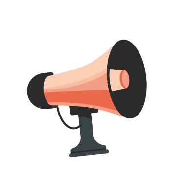 Megafon sözcüsü. Konuşmacı. Düz dizayn beyaz arkaplanda izole edildi. Vektör illüstrasyonu