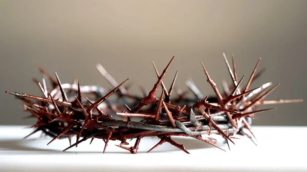 Crown of thorns, symbolizing the suffering and resurrection of Jesus Christ on a light background. High quality photo