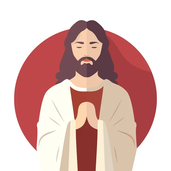耶稣基督 简单的插图 平面的设计孤立在白色的背景 矢量说明 — 图库矢量图片