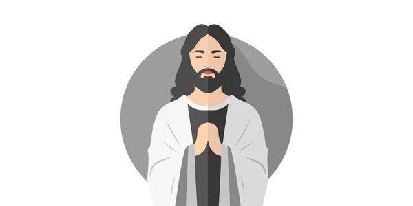 Иисус Христос Простая Иллюстрация Плоский Дизайн Изолирован Белом Фоне Векторная — стоковый вектор