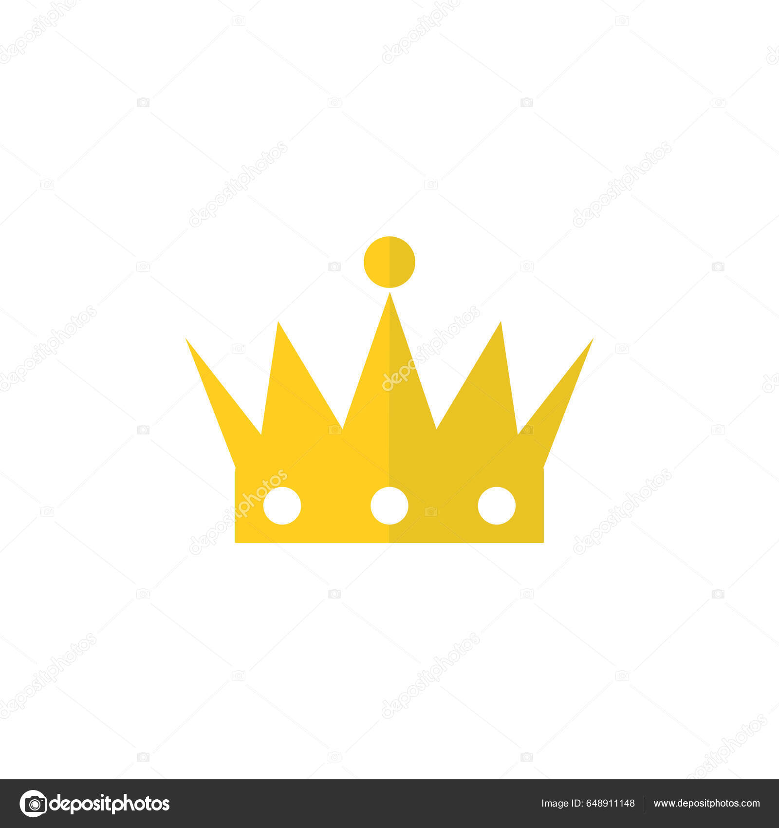 Flat Crown Icon Crown Design Golden Royal Crown Isolated White Stock ...