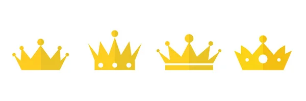 フラットクラウンアイコン 王冠のデザイン 白い背景に隔離された黄金の王室の王冠 ベクターイラスト — ストックベクタ