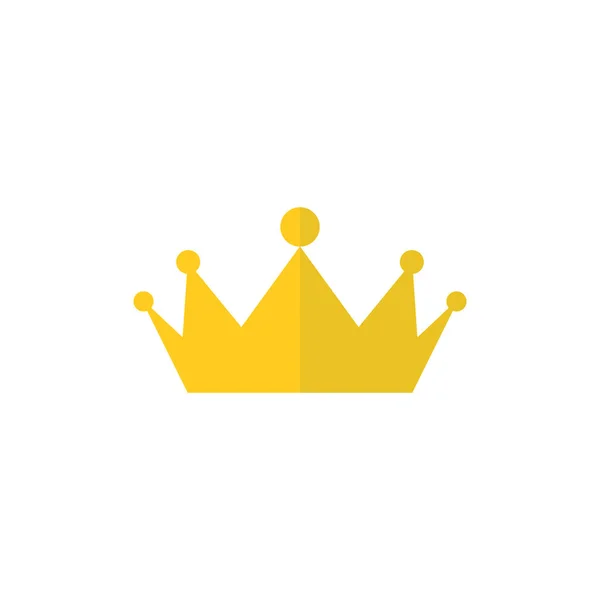 Flat Crown Icon Crown Design Golden Royal Crown Isolated White — Stock Vector
